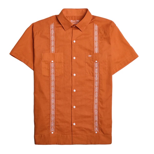 Tejas Guayabera Shirt - Burnt Orange