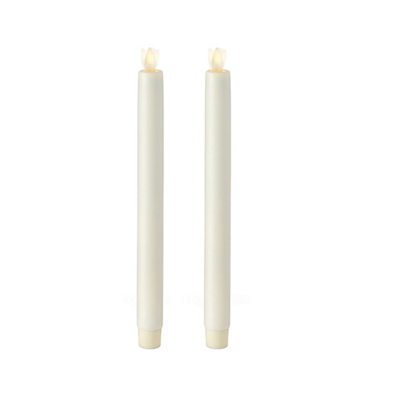 10.5" Moving Flame Ivory Taper Candle Set
