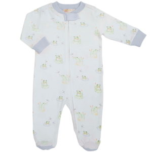 Baby Club Chic Frog Print Zipped Footie