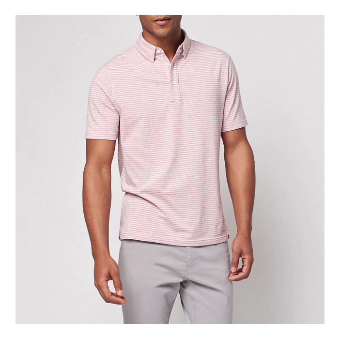 Movement Short Sleeve Polo - Rose Stripe | Berings