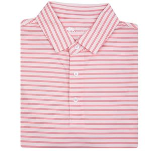 Wedge Stripe Performance Short Sleeve Polo - Coral Almond