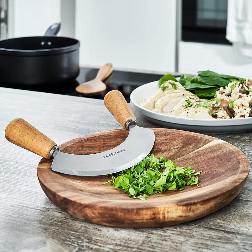 Ashden Mezzaluna & Round Chopping Board Set