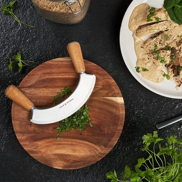 Ashden Mezzaluna & Round Chopping Board Set