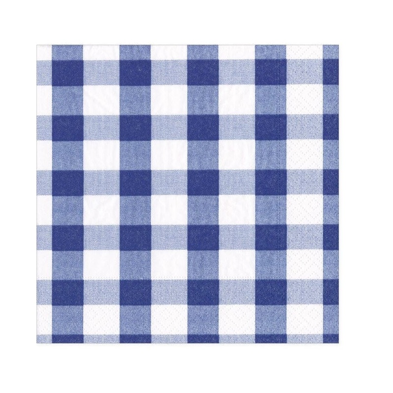 Gingham Paper Cocktail Napkins Blue Berings
