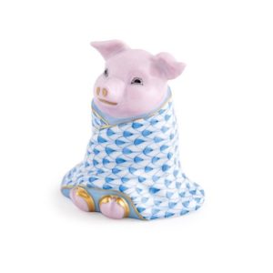 Herend Pig In A Blanket - Blue