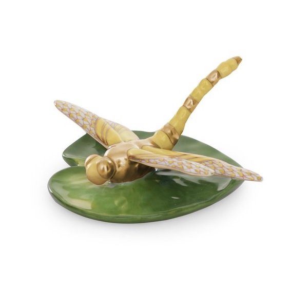 Herend Dragonfly On Lilypad - Butterscotch
