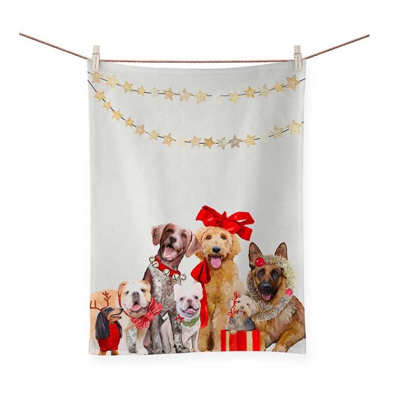 Festive Puppy Pack Tea Towel