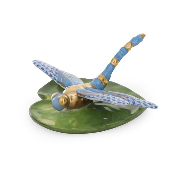 Herend Dragonfly On Lilypad - Blue
