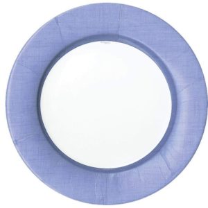Linen Border Paper Dinner Plates - Lavender