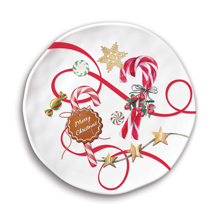 Peppermint Melamine Serveware Accent Plate Set
