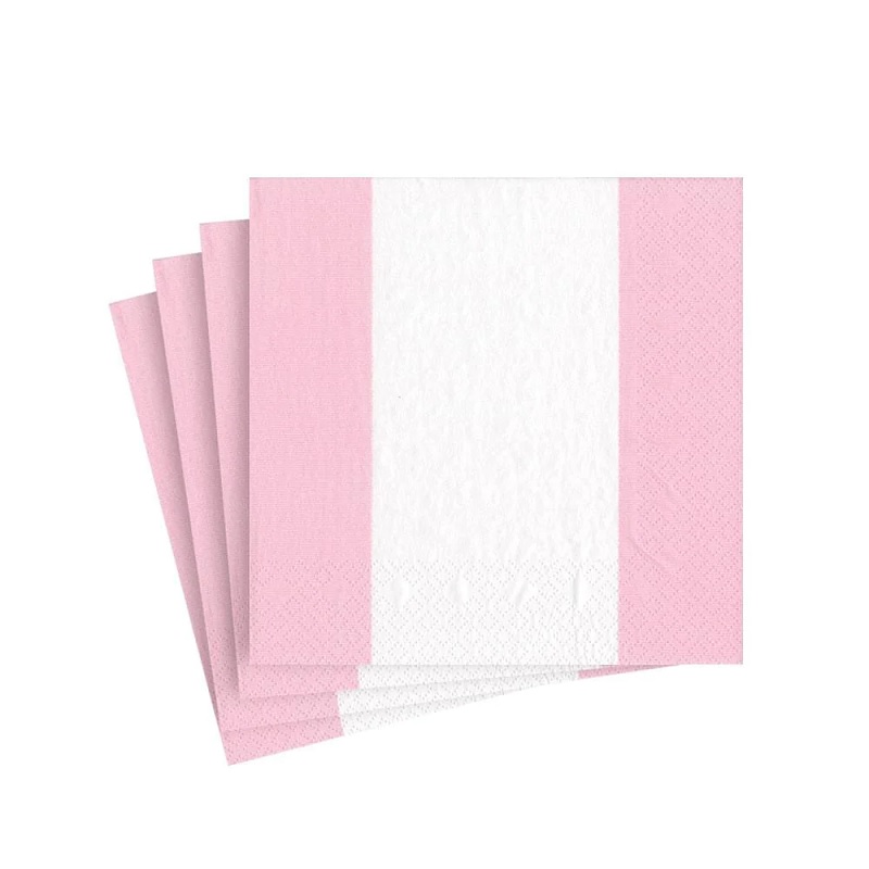 Bandol Stripe Paper Cocktail Napkins - Petal Pink