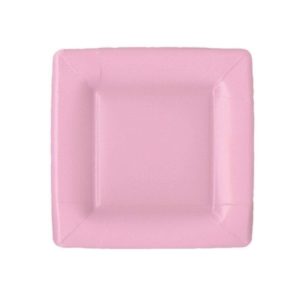 Grosgrain Square Paper Salad & Dessert Plates - Light Pink