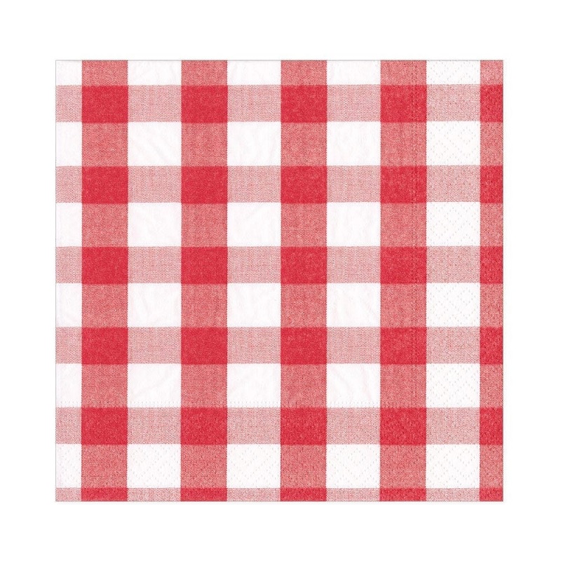 Gingham Paper Luncheon Napkins - Red