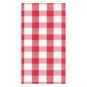 Gingham Paper Guest Towel Napkins - Red