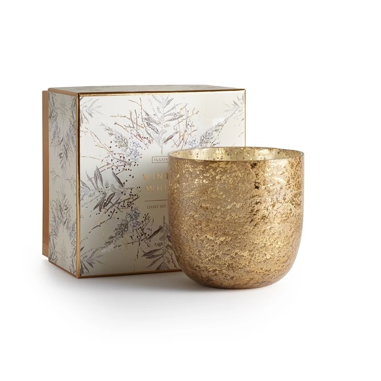 Winter White Luxe Sanded Mercury Glass Candle