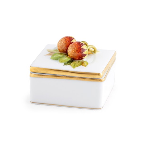 Herend Square Box With Strawberries