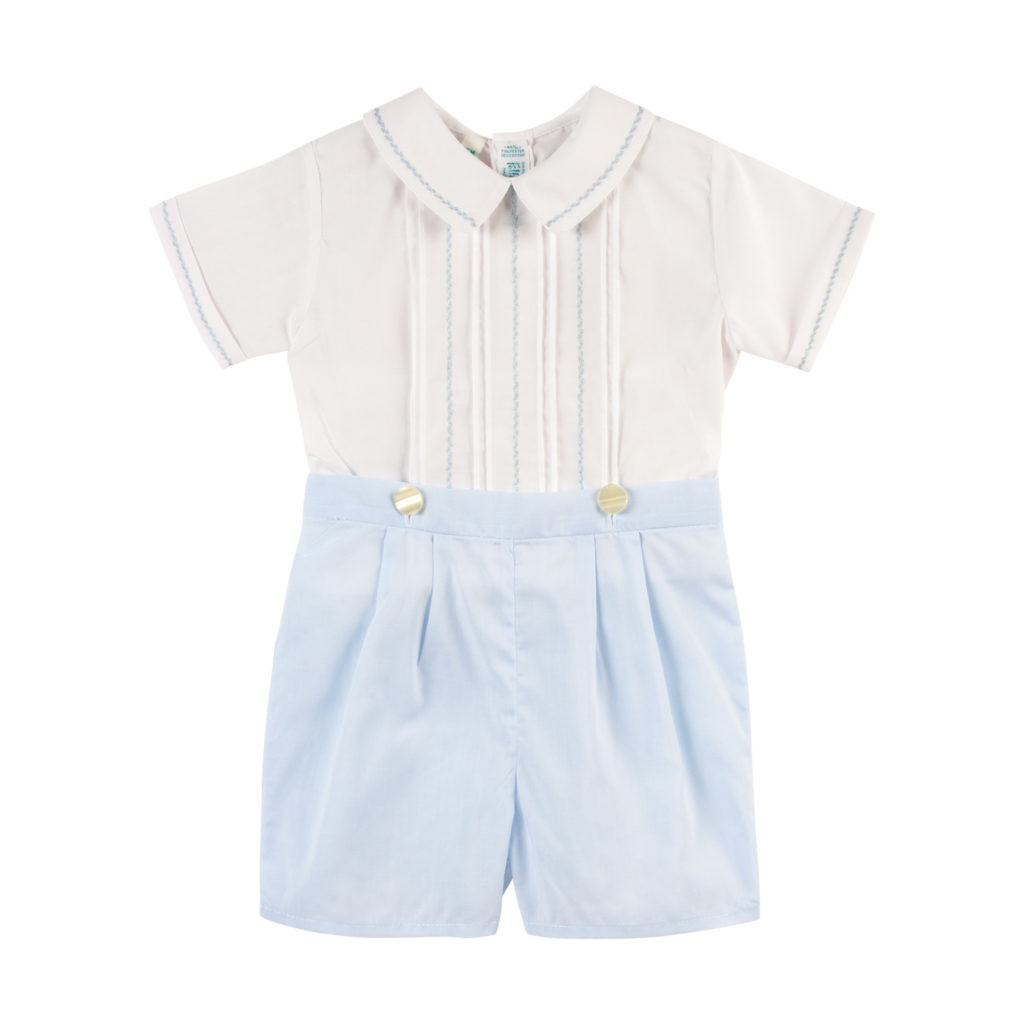 FEATHER STITCH BOBBY SUIT WHITE/BLUE