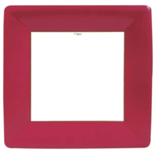 Grosgrain Square Dinner Plates - Red, Pack of 8