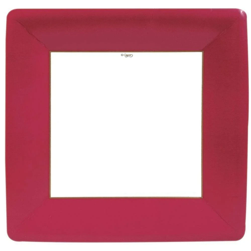 Grosgrain Square Dinner Plates - Red, Pack of 8