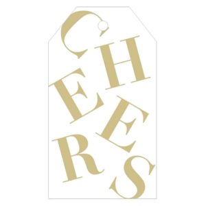 Tossed Cheers Classic Gift Tags in White & Gold Foil