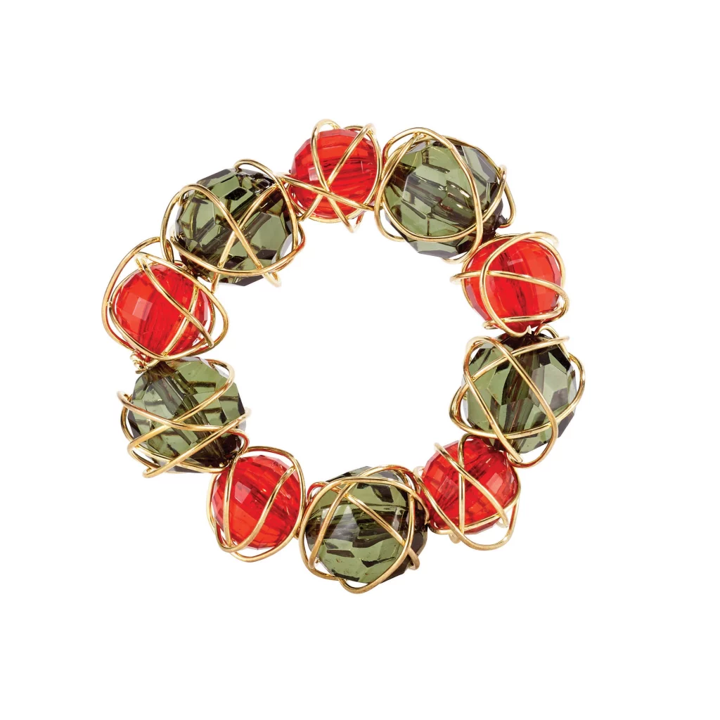 CRYSTAL BAUBLE RED/GREEN NAPKIN RING