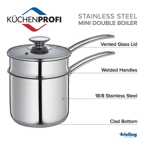 Mini Double Boiler with Glass Lid - 1.6 qt