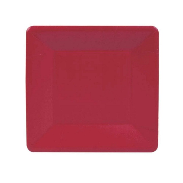 Grosgrain Square Dinner Plates - Red