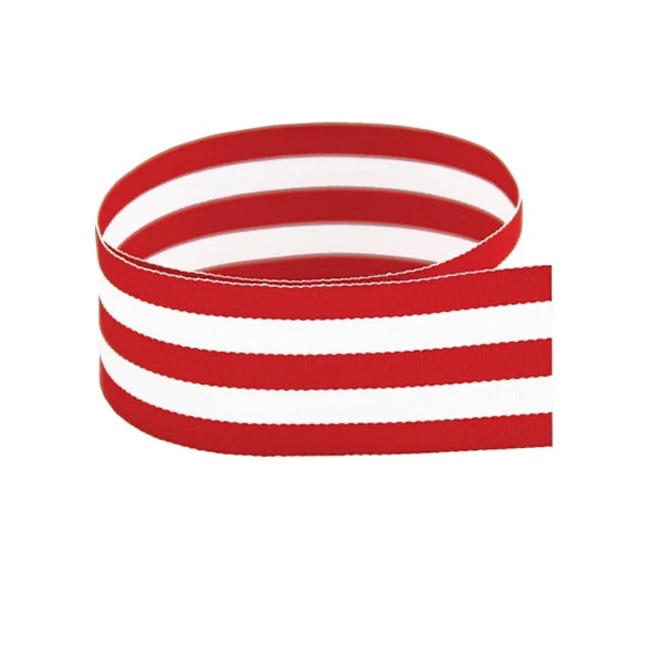 Preppy Striped Grosgrain Ribbon - Red/White