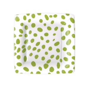 Spots Square Paper Salad & Dessert Plates - Green