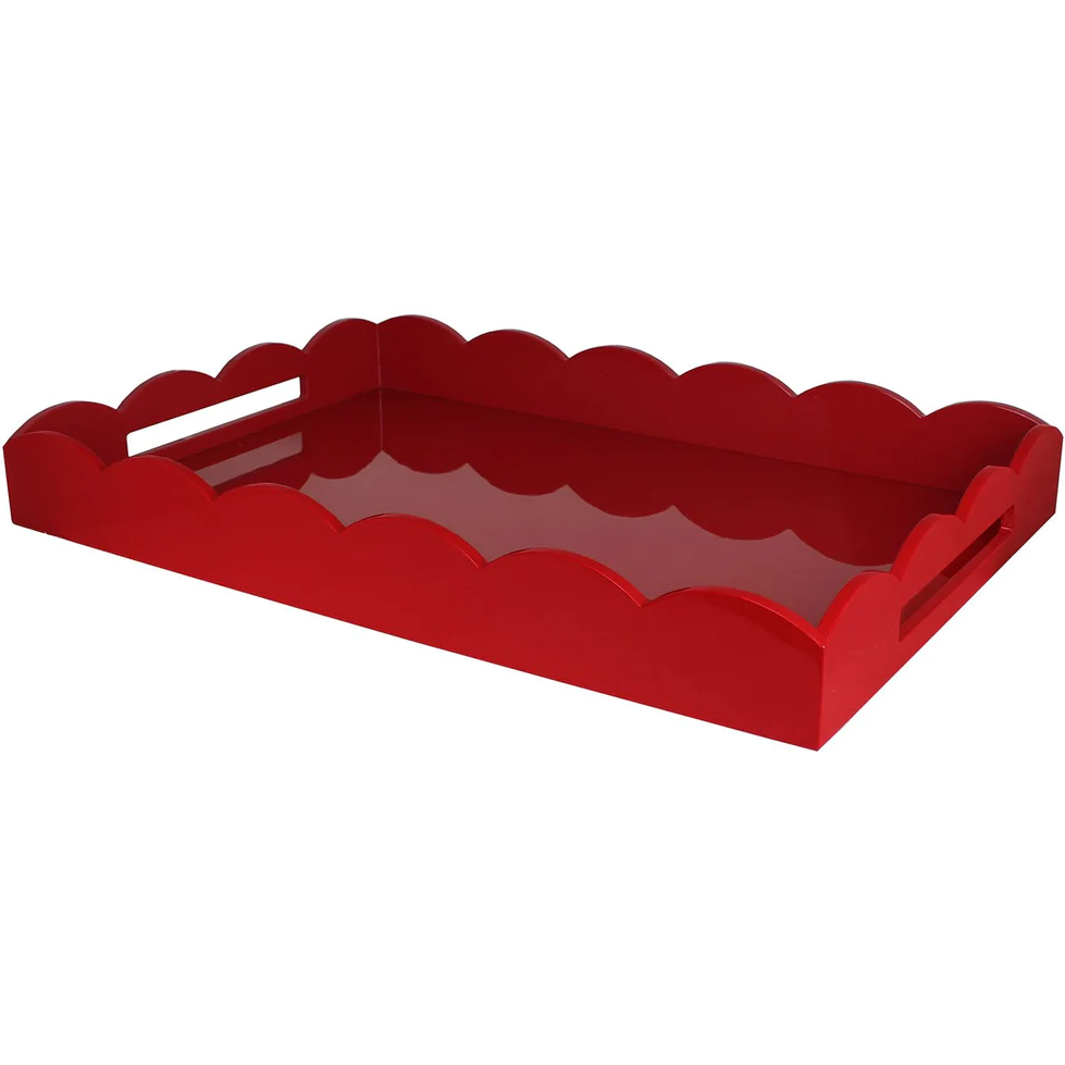 Addison Ross Large Red Scalloped Edge Tray