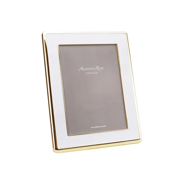 Addison Ross Wide Curved Enameled 4x6 Photo Frame – White Gold