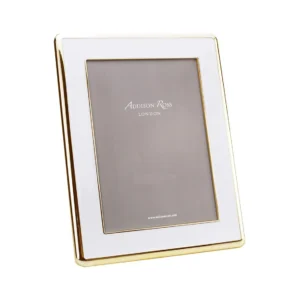 Addison Ross Wide Curved Enameled 5x7 Photo Frame – White Gold