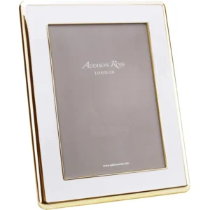 Addison Ross Wide Curved Enameled 8x10 Photo Frame - White Gold