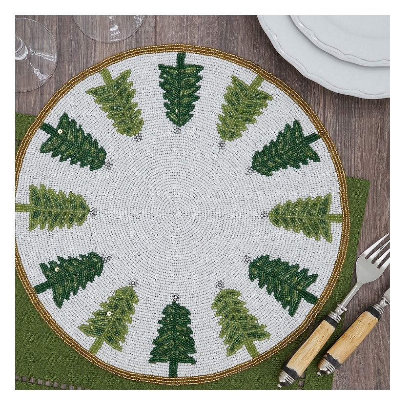 Beaded Placemat With Christmas Trees Design Berings