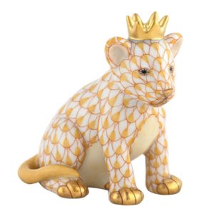 Herend Lion Cub With Crown - Butterscotch