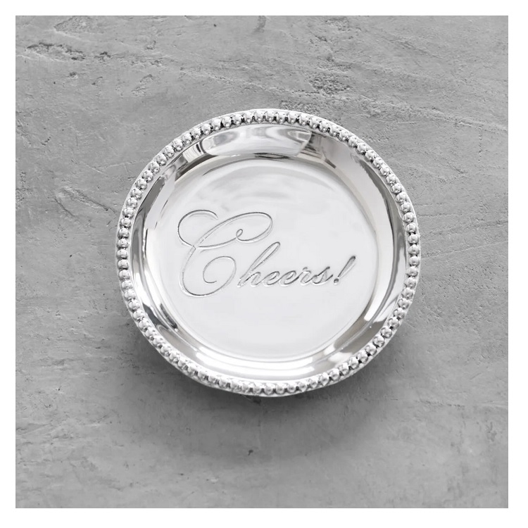 Beatriz Ball GIFTABLES Organic Pearl Round Engraved Tray - Cheers!
