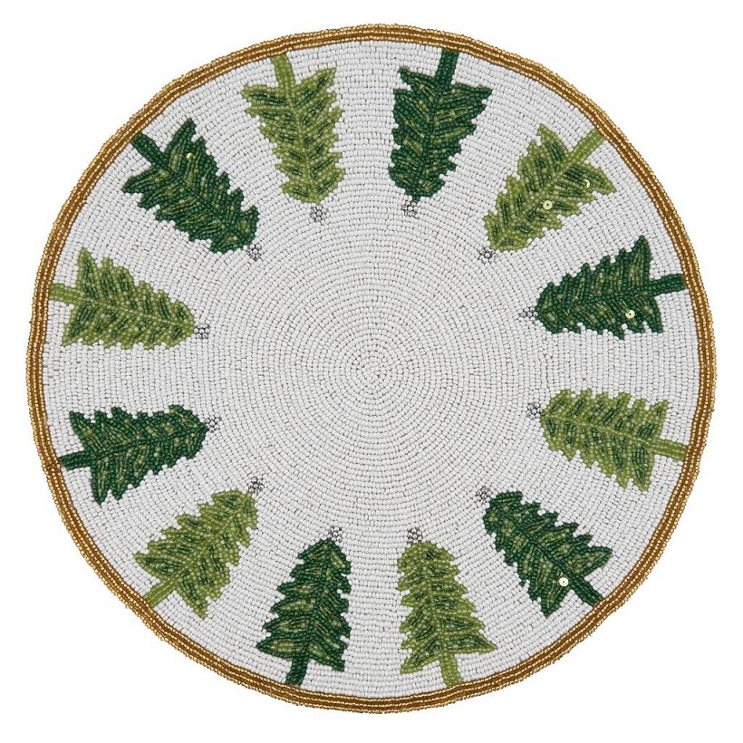 Beaded Placemat With Christmas Trees Design