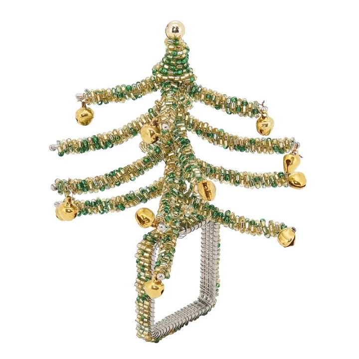 Beaded Christmas Tree Napkin Ring - Green