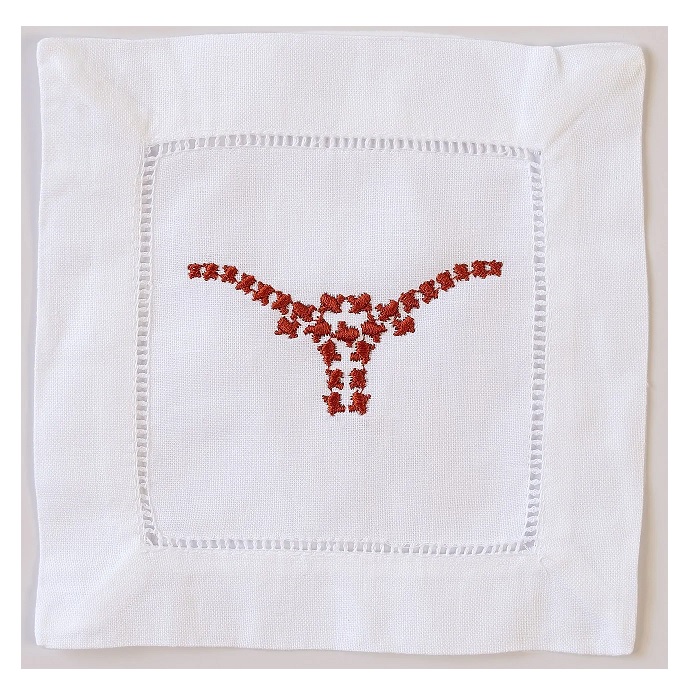Texas Longhorn Embroidered Cocktail Napkins
