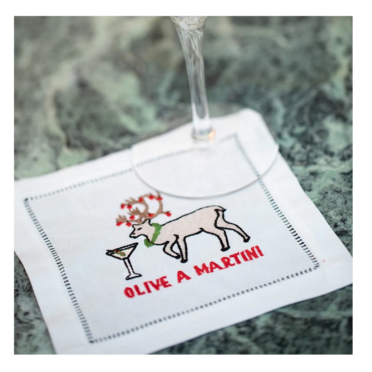 Olive A Martini Cocktail Napkins S/4