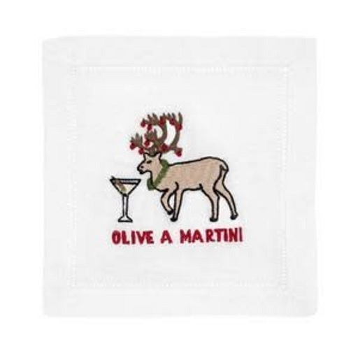 Olive A Martini Cocktail Napkins S/4