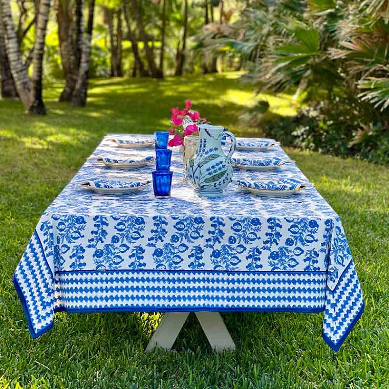 Pom Bells Wedgewood Tablecloth (55" X 55")