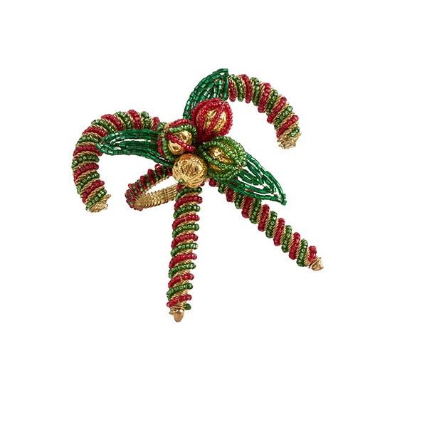 Candy Cane Napkin Ring - Red/Green