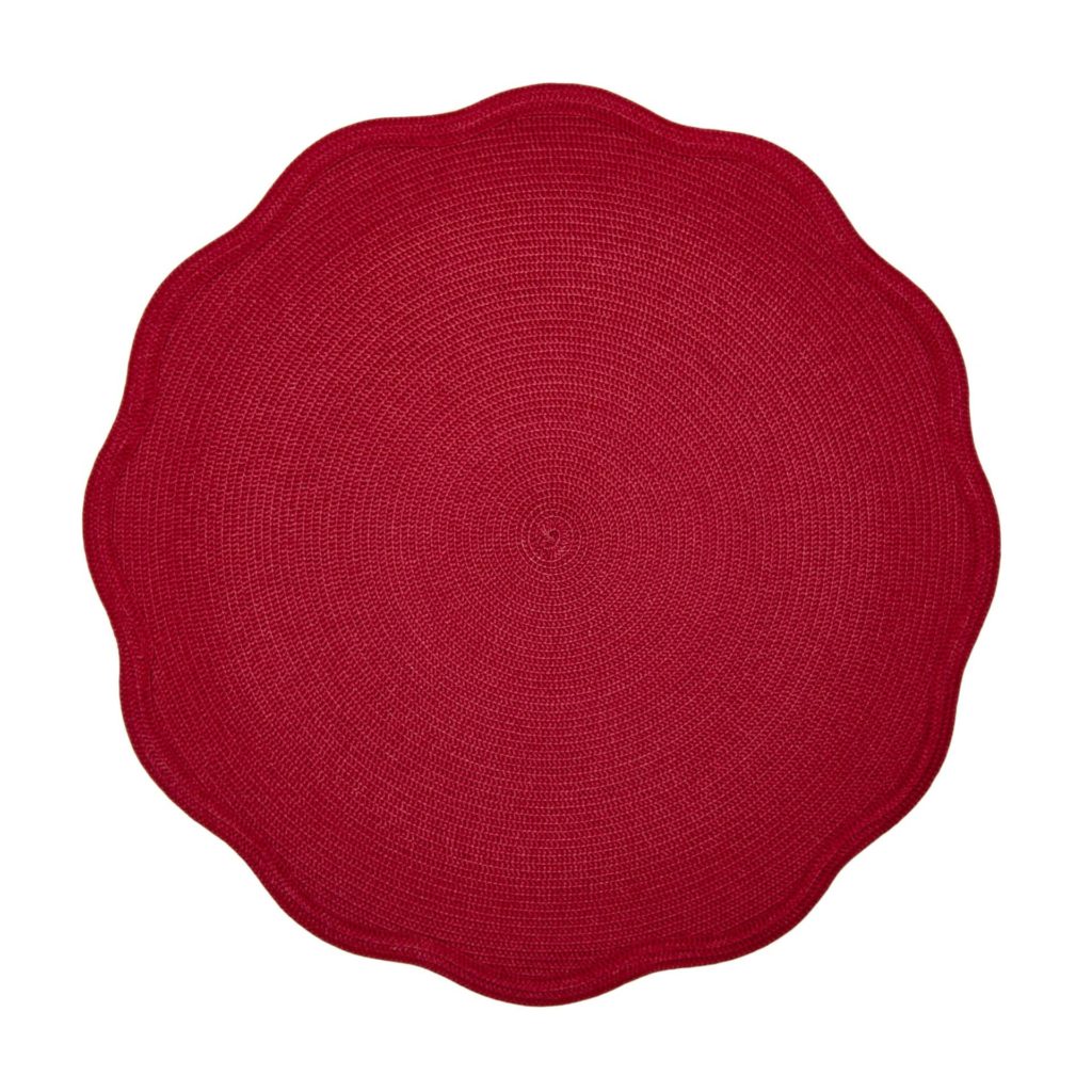 SCALLOPED ROUND MAT HOLIDAY RED