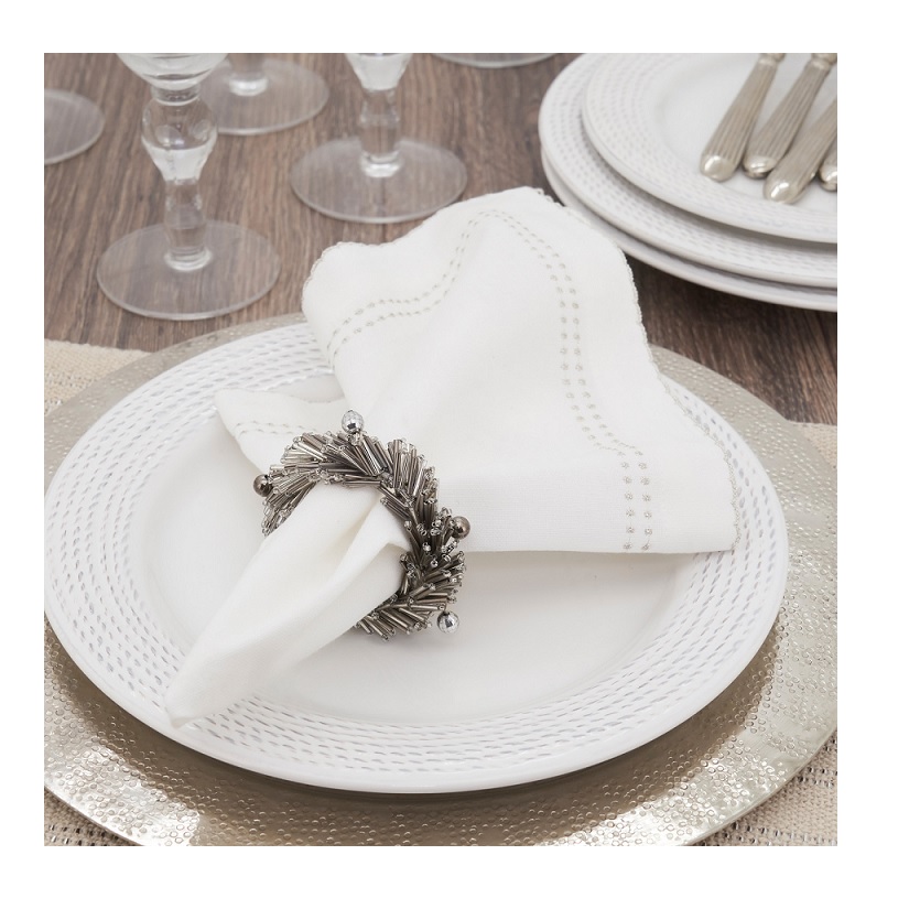 Silver Beaded Wreath Napkin Ring