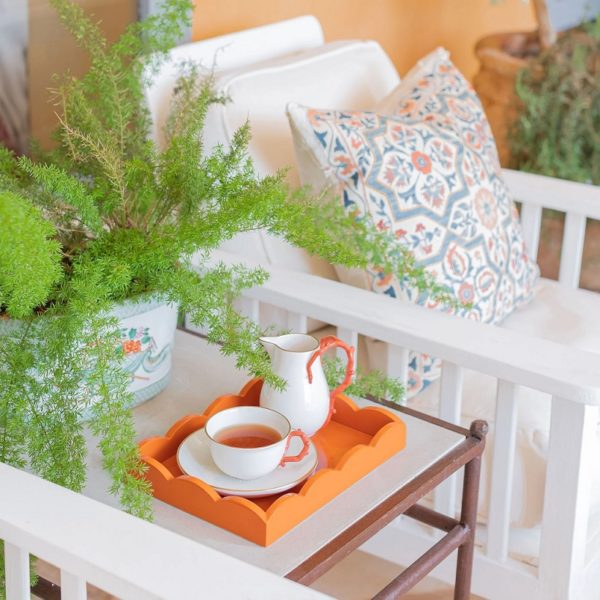 Addison Ross Small Orange Scalloped Edge Tray