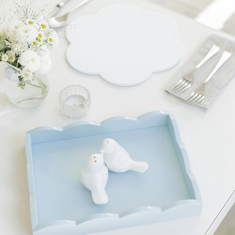 Addison Ross Small Pale Denim Scalloped Edge Tray