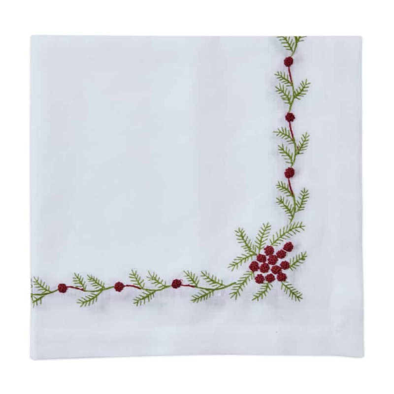 Winter Woods Embroidered Napkin