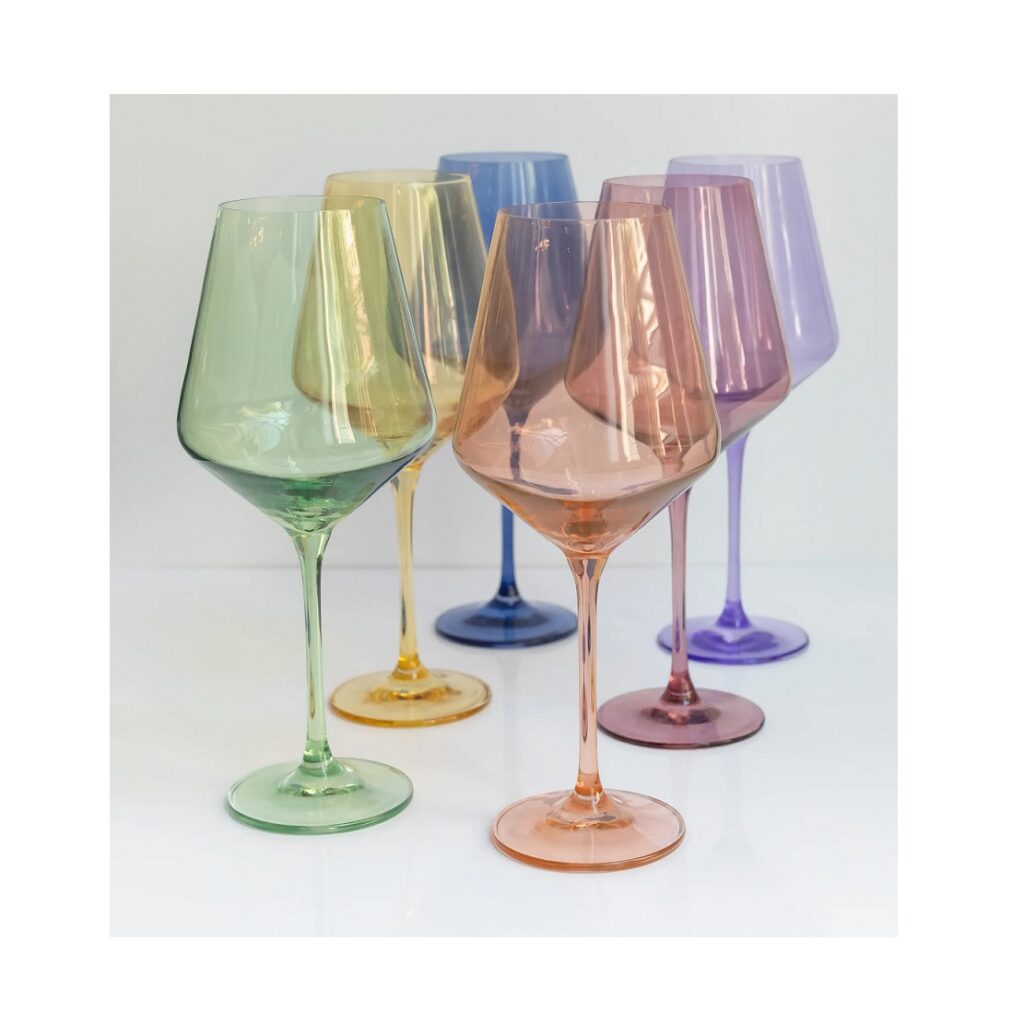 Pastel Multi Color Wine Glass Set /6