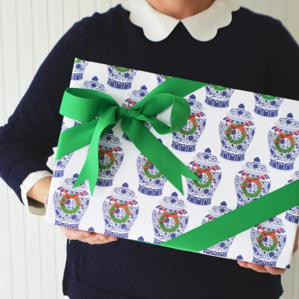 Ginger Jar With Wreath Gift Wrap